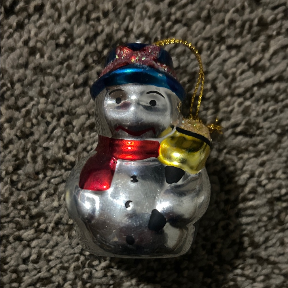 Vintage 1998 Avon Ceramic Brilliant Festive Ornament Snowman